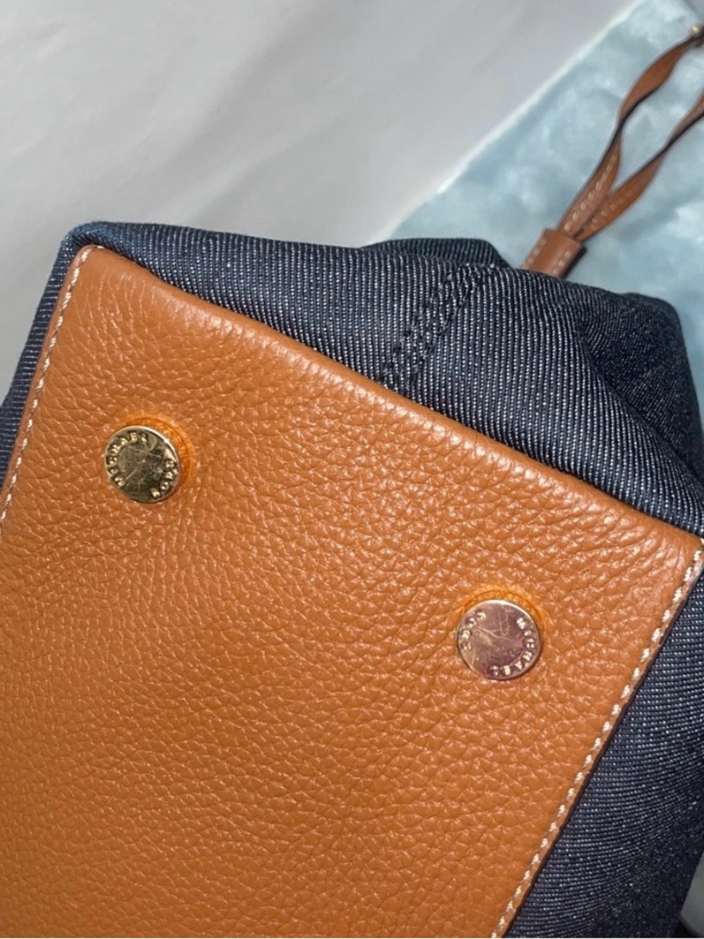 Michael Kors Tan Leather & Dark Denim Tote - Picture 4 of 11